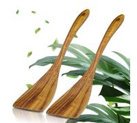 AMFUN Utensilios Cocina Madera Utensilios De Cocina, Set de 2 Espátulas de Madera, Juego de Utensilios de Cocina de Madera de Bambú, para Ollas y Sartenes Antiadherentes y Wok