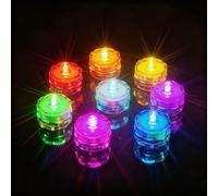 AMFUN Velas LED Sumergibles, 12PCS Luz de Té Velas LED Lmpermeables, Luz Velas sin Llama, para Jarrón, Pecera, Bañera, Piscina y Bar, Fiesta, Halloween, Decoración (Multicolor)