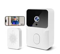 AMFUN Videotimbre, Timbre Inalámbrico con 2.4GHz WiFi, 1080p HD Vídeo Timbre Puerta Inteligente con Cámara, Visión Nocturna, Audio bidireccional, Instalación Fácil por Cuenta Propia (Blanco)