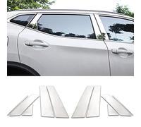 AMGASMG Pegatina Pilar de Puerta Coche para Nissan Qashqai J11 2014-2020, Embellecedor Cubierta Pilar B/C de Acero Inoxidable Cromado, Protectora Antiarañazos Pilar Central Ventana