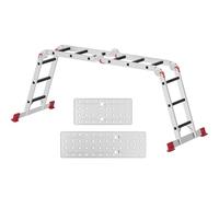 AMHANCIBLE Escalera Multiusos, Escalera Aluminio, 4 x 3 Peldaños, Plegable, para Pintar, Techos, Jardín, hasta 150 kg, 3,4m, Diseño 6 en, Certificado TÜV/GS, Rojo EBAL01RD