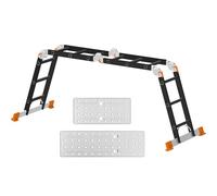 AMHANCIBLE Escalera Multiusos, Escalera Aluminio, 4 x 3 Peldaños, Plegable, para Pintar, Techos, Jardín, hasta 150 kg, 3,4m, Diseño 6 en, Certificado TÜV/GS, Naranja EBAL01RN