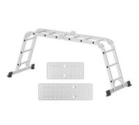 AMHANCIBLE Escalera Multiusos, Escalera Aluminio, 4 x 3 Peldaños, Plegable, para Pintar, Techos, Jardín, hasta 150 kg, 3,4m, Diseño 6 en, Certificado TÜV/GS, Plata EBAL01SV