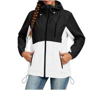 AMhomely Chaqueta impermeable ligera con capucha para mujer, con bolsillos, para correr, senderismo, ciclismo al aire libre, Multicolor, M