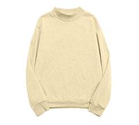 AMhomely Jersey de rizo francés de gran tamaño para mujer, sudadera de manga larga para mujer, sudadera de forro polar de ajuste holgado para invierno y otoño, acogedora e informal, S12 Beige, S