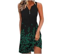AMhomely Minivestido de verano para mujer, estilo bohemio, estampado floral, cuello en V, sin mangas, cintura alta, vestido corto, 06- Multicolor, XXL
