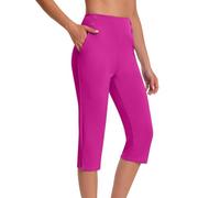 AMhomely Pantalones capri para mujer, pantalones elásticos de gran tamaño de 3/4 de longitud, pantalones de yoga y trabajo cómodos de secado rápido, P34 Rosa intenso, XXL