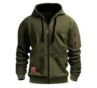 AMhomely Sudadera con capucha para hombre, informal, con cremallera de un cuarto y ajuste holgado, manga larga, sudadera con capucha para invierno, ropa de abrigo, ropa deportiva, Ejercito Verde, 3XL