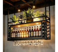 amhricho Estante de Techo, botellero Colgante de Gran Capacidad, se Puede Colgar o Montar en la Pared, botellero Simple con luz, Adecuado para Bares, restaurantes (160 * 30 * 55+40cm)