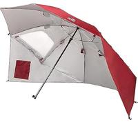 Amiaire Sombrilla de playa - Sombrilla de playa grande 240 cm - 3 Posiciones - Protección UV, antiviento y transpirable de aluminio- Incluye Bolsa de viaje (Granate)