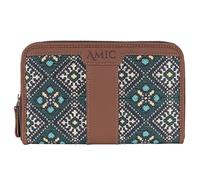 Amic Cartera de piel vegana hecha a mano con cadena impresa de yute (verde pavo real), verde pavo real, contemporánea, verde (Peacock), Contemporáneo
