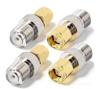 AmiCera 4 conectores de cable coaxial, conector SMA macho a F hembra, conector coaxial para LAN, dispositivos de antena de radio LMR, cable coaxial de RF, cable de antena WiFi para radio
