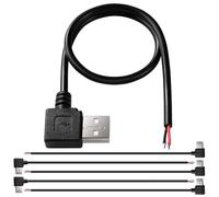 AmiCera Cable de 2 pines USB-A macho de 90 grados, cable de alimentación de 30 cm