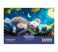 Amici che dormono 1000 Piezas Rompecabezas Divertidos DecoracióN Familiar Hedgehog & Mouse Notte stellata Jigsaw Juegos Educativos para Familiares Y Amigos 70x50cm/1000pcs