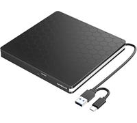 Amicool Unidad Externa de CD y DVD, USB 3.0 con grabadora de DVD/CD portátil de Tipo C y Lector/Plug & Play/bajo Ruido/Slim Superdrive para Ordenador portátil