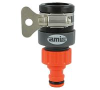 Amig - Adaptador de Manguera Universal - Con Tornillo de Mariposa de Acero Inoxidable - Compatible con la Mayoría de Grifos - Plástico ABS y Goma - Naranja y Gris