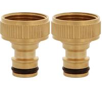 Amig - Adaptador para Unión de Grifo con Manguera - 3/4" - Conexión Rápida y Fácil para Mangueras de Agua - Resistente a la Corrosión y a las Inclemencias del Tiempo - Latón - Mate (Paquete de 2)