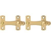 Amig - Aldabilla Dorada para Contraventanas con Enganche Inverso - 75 x 46 mm - De Latón Pulido - Cierre de Seguridad Anti Golpes y Roturas para Ventanas - Incluye Tornillos (Paquete de 2)