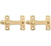 Amig - Aldabilla Dorada para Contraventanas con Enganche Inverso Mod. 3-75 x 46 mm - De Latón Pulido - Cierre de Seguridad Anti Golpes y Roturas para Ventanas - Incluye Tornillos (Paquete de 2)