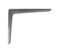 Amig - Ángulo para estanterías de pared, Escuadra metálica para baldas, Palomilla para estantes, Soporte, Acero, Color Gris Metalizado, Medida: 200x150 mm, Peso máx. recomendado: 45 Kg