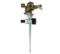 Amig - Aspersor Sectorial con Cabeza - Pincho Metálico Ideal para Clavar en el Césped - 280 mm - Conector Rápido - Rotación de 360° - Superficie de Riego hasta 95 m² - Latón - Verde Pistacho y Negro
