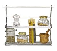 Amig - Bandeja Organizadora de Pared - Estante Plateada de Acero Cromado Brillante - Enganche para Colocar Especias, Condimentos o Utensilios en Cocinas y Despensas - Medidas: 43 x 27 x 17 cm