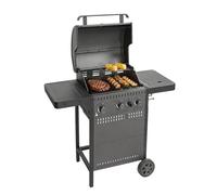 Amig - Barbacoa de gas IGNIS 3+1-117 x 55 x 110 cm - Superficie de cocción 54 x 38 cm - Con termómetro, bandeja lateral y ruedas - Parrilla de Acero - Negro