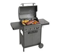 Amig - Barbacoa de gas IGNIS 4+1-123 x 55 x 110 cm - Superficie de cocción 60 x 38 cm - Con termómetro, bandeja lateral y ruedas - Parrilla de Acero - Negro