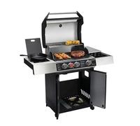 Amig - Barbacoa de Gas XL Fireplus GRILL-2 4F - 129 x 55 x 115 cm - Superficie de Cocción 60x41,5 cm - Con Termómetro, Estante Lateral, Armario y Ruedas con Freno - Parrilla de Hierro Fundido - Negro