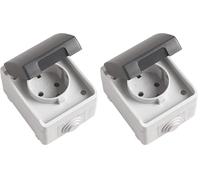 Amig - Base de Enchufe Schuko Simple de Sobreponer Estanca IP54 con Tapa Mod.3600 - Voltaje Máx 230V - Anti Humedad Apta para Exterior e Interior - Ideal para Terrazas, Jardines, Garajes o Trasteros