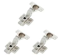 Amig - Bisagra de cazoleta Hidráulica - Superacodada con pestillo - Ideal para muebles de cocina, armarios o puertas - Ø35 mm - Acero Niquelado - Color: Plateado - Apertura de 110º (Paquete de 3)