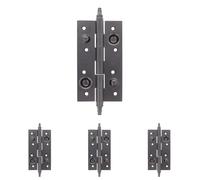 Amig - Bisagra de Seguridad - 150 x 82 x 3 mm - Cantos Cuadrados - Con Remate Decorativo - Sujeta Puertas de Entrada con Firmeza - Acero Negro (Paquete de 4)