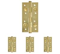 Amig - Bisagra de Seguridad - 150 x 82 x 3 mm - Cantos Cuadrados - Remate Plano - Sujeta Puertas de Entrada con Firmeza - Acero Latonado Barnizado (Paquete de 4)