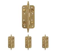 Amig - Bisagra de Seguridad - 150 x 82 x 3 mm - Cantos Redondos - Con Remate Decorativo - Sujeta Puertas de Entrada con Firmeza - Acero Latonado Barnizado (Paquete de 4)