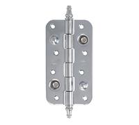 Amig - Bisagra de Seguridad - 150 x 82 x 3 mm - Cantos Redondos - Con Remate Decorativo - Sujeta Puertas de Entrada con Firmeza - Acero Plateado Brillante