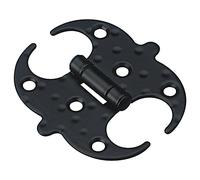 Amig - Bisagra Tipo Mariposa Negra Mod. 553 de Acero para Puertas Acabado en Estilo Forja para Puertas Abatibles Lisas de Entrada y Paso Exteriores e Interiores, y Armarios - 60 x 60 x 1,5 mm