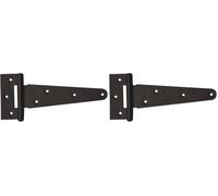 Amig - Bisagra Tipo T Plateada de Acero con Acabado Negro Mate para Puertas Abatibles Lisas de Entrada y Paso, de Interior y Exterior y Armarios - 109 x 75 mm - Montaje Fácil y Rápido (Paquete de 2)