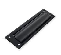 Amig - Bocacartas buzón Negro Mod. 1 - Solapa para Paredes o Puertas - Recogecartas con tapa de Acero - 254 x 78 mm - Medida boca: 198 x 48 mm - Color negro mate - Ranura para cartas