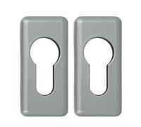Amig - Bocallave Cerradura Europerfil - Seguridad y Durabilidad - Fácil Instalación - Diseño Elegante - Compatible con Manillas Roseta - Embellecedor Cerradura, Plata, 59X28 MM, Aluminio