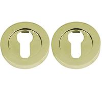 Amig - Bocallave - Mod. 3Z - Ø52 mm - 10 mm de Ancho - Embellecedor Redondo para Cerraduras - Compatible con Cilindro Europerfil - Zamak Latonado Barnizado (Paquete de 2)