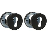 Amig - Bocallave para Manillas de Roseta Redonda Mod. 3RX 53 mm Embellecedor de Cerradura Compatible con Cilindro Europerfil Acero inoxidable Negro (Paquete de 2)