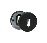 Amig - Bocallave para manillas de roseta redonda - Mod. 4RX - Ø53 mm - Para cerraduras con llave de gorja - Ø53 mm, espesor 8 mm - Juego de 2 bocallaves con tornillos - Acero inoxidable negro