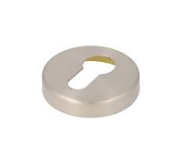 Amig - Bocallave para Puertas - Mod. 252 - Ø52 mm - Embellecedor de Cerradura para Manillas 252 - Compatible con Cilindro Europerfil - Latón Plateado Mate