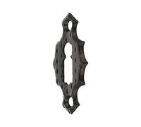 Amig - Bocallave - Vertical y Martilleada - 60 x 34 mm - Con Agujero para Cerraduras de Gorja - Ideal para Fijar en Cajones, Armarios, Baúles y Puertas de mueble - Acero Negro