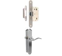 Amig Bundle Juego de Manillas con Placa Mod. BETA + Picaporte Unificado 50 mm para Puertas de Interior