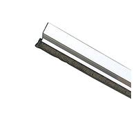 Amig - Burlete para puertas de entrada o de paso - Burlete adhesivo de sobreponer - Cepillo de pelo - Lámina de plástico entre la escobilla - 82 cm - Plateado - Aluminio