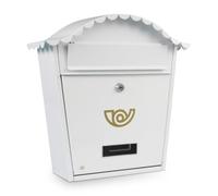 Amig - Buzón de Exterior para Cartas Estilo Clásico - Casillero Postal para Paredes, Muros o Verjas - Medidas: 37 x 32 x 10,5 cm - Acero - Color Blanco