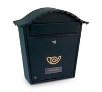 Amig - Buzón Exterior de Pared - Tamaño Compacto para DIN A4 - Apertura Frontal con Cerradura - Acero - Negro - Fácil de Instalar en Puertas o Verjas - 37 x 36 x 10,5 cm