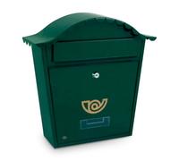 Amig - Buzón Exterior de Pared - Tamaño Compacto para DIN A4 - Apertura Frontal con Cerradura - Acero - Verde - Fácil de Instalar en Puertas o Verjas - 37 x 36 x 10,5 cm