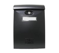 Amig - Buzón Exterior de Pared - Tamaño Compacto para DIN A4 - Apertura Frontal con Cerradura - Plástico - Negro - Fácil de Instalar en Puertas o Verjas - 34,5 x 24 x 10,5 cm